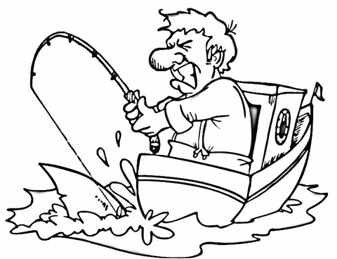 Mad Fisher Coloring Page